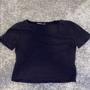 BP. CROPPED purple and black striped Tee Shirt